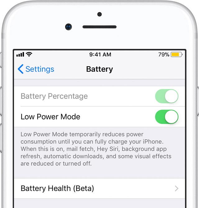 Düşük güç modu iOS 11 ile iPhone pilinden tasarruf edin