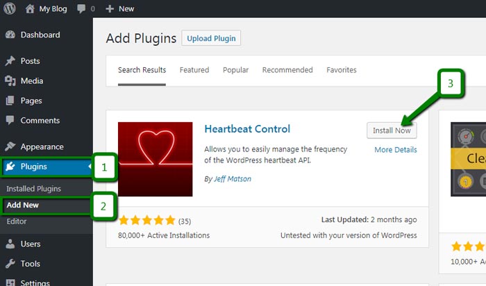 Heartbeat Control WordPress Eklentisini Yükleme