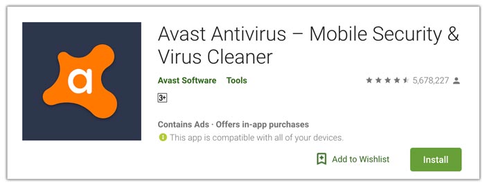 Avast, Android için en iyi antivirüs uygulamasıdır