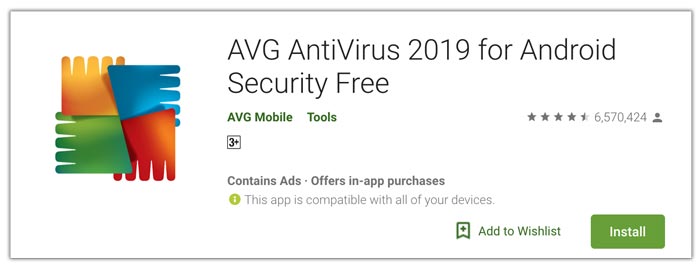 Android için AVG güvenliği