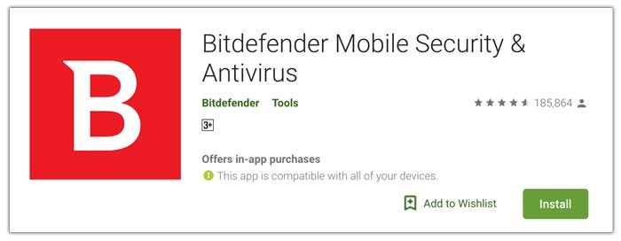 Bitdefender Android için en iyi antivirüs uygulamasıdır