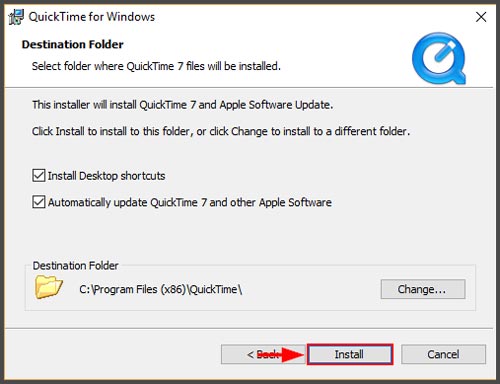 Windows QuickTime Player dosyasını yükleyin