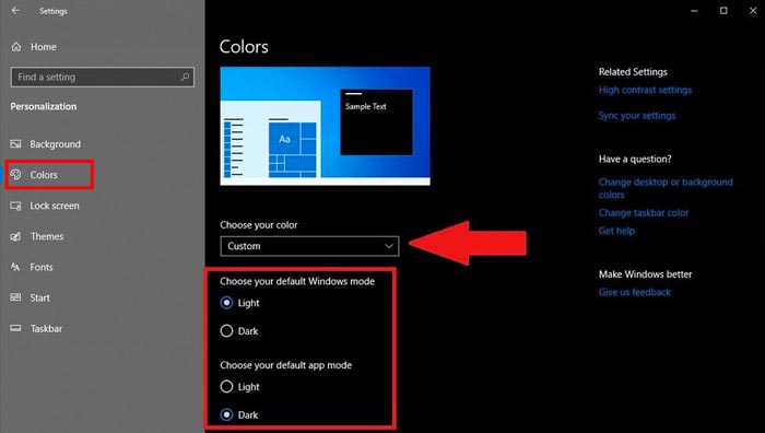 Windows 10 Karanlık Modunu Etkinleştir