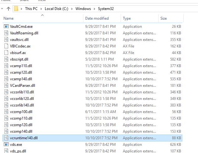 VCRUNTIME140 DLL hatası Windows 64 bit düzeltme
