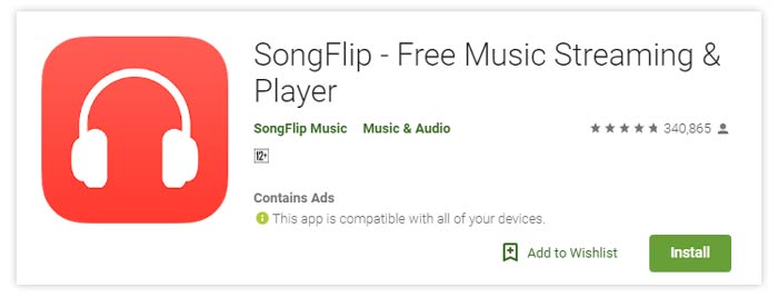 Songflip Ücretsiz Müzik Akışı Android