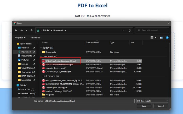PDF'yi Excel'e Dönüştürme